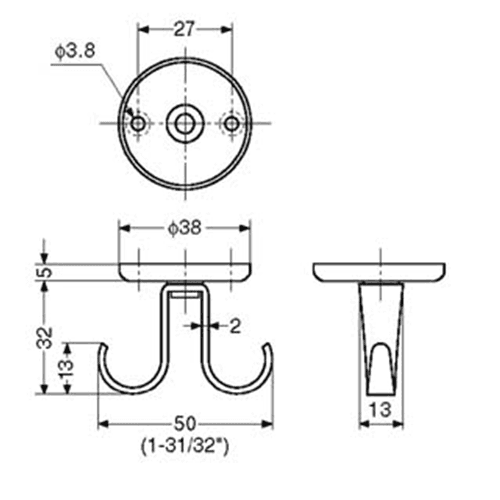 Sugatsune 50mm x 39mm Rotating Hook, Mirror Finish with 360&#730; free rotation