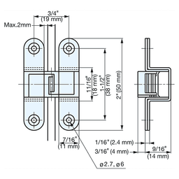 50mm Stainless Steel Concealed Hinge, Satin Alt 4 - Image