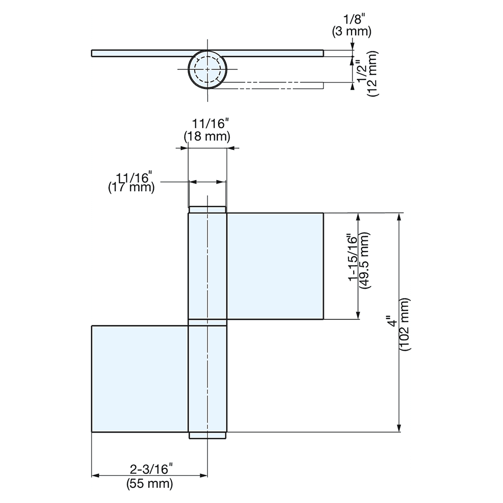 102mm Lift Off Right Butt Hinge, Satin Alt 1 - Image