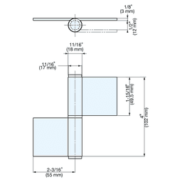 102mm Lift Off Right Butt Hinge, Satin Alt 1 - Image