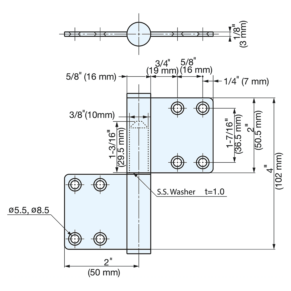 102mm Lift Off Butt Hinge, Satin Alt 1 - Image