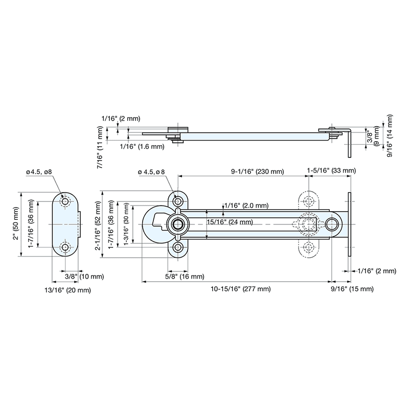 277mm Stainless Steel Lid Stay, Polished Alt 1 - Image