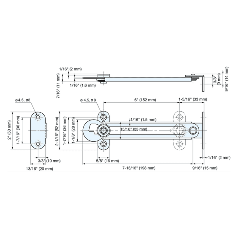 198mm Stainless Steel Lid Stay, Polished Alt 1 - Image