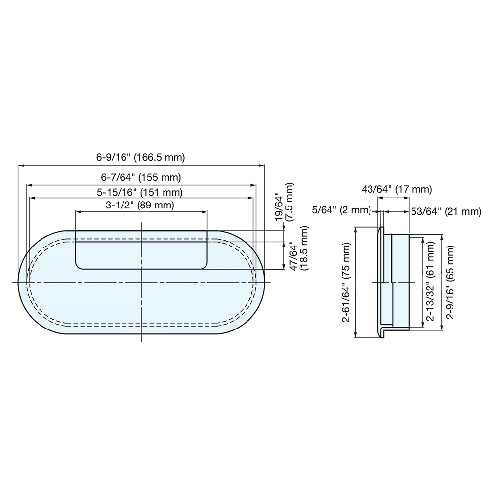166.5mm Oval Cable Grommet, White Alt 4 - Image