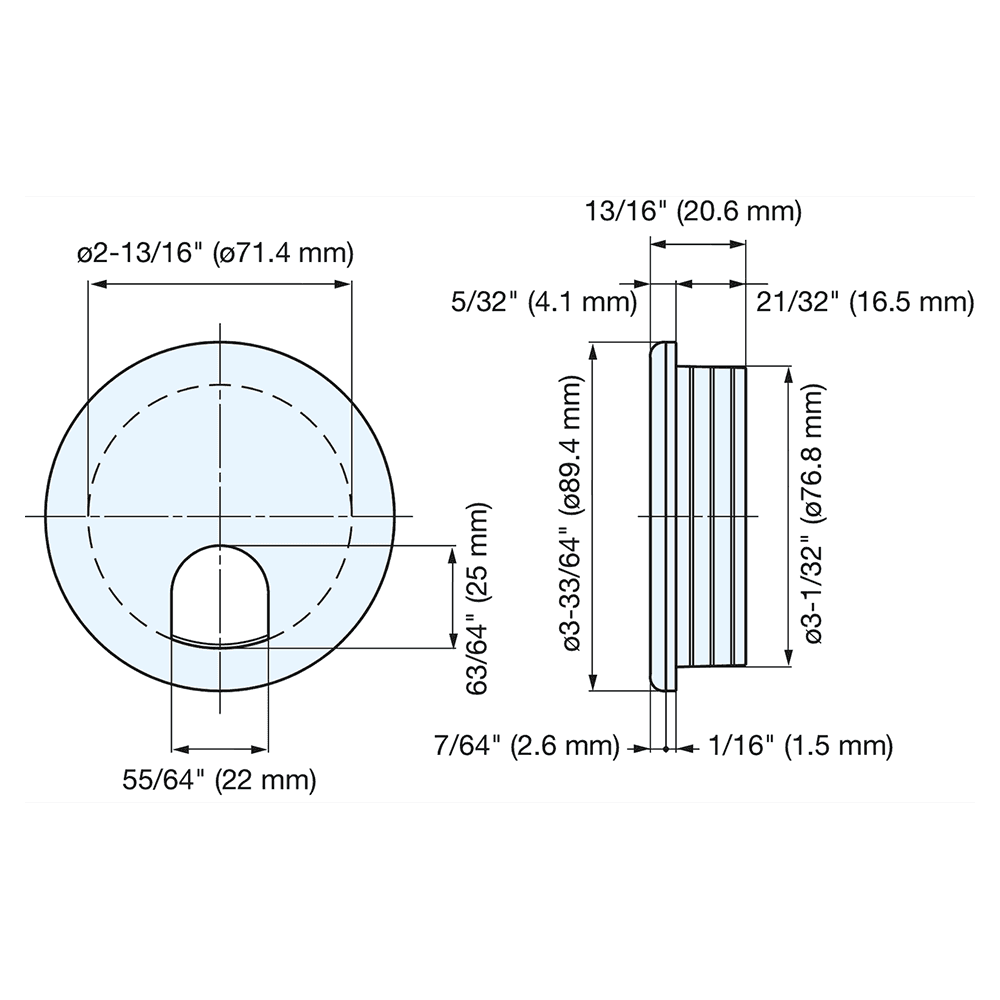 89.4mm Round Cable Grommet, White Alt 4 - Image