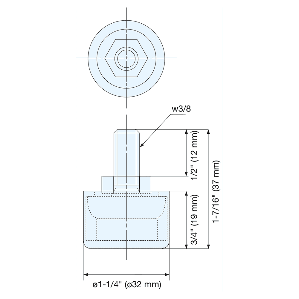 37mm x 32mm Self-Adjusting Glide, Black Alt 1 - Image