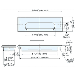 6-1/2" Flush Pull, Satin Nickel/Black Alt 4 - Image