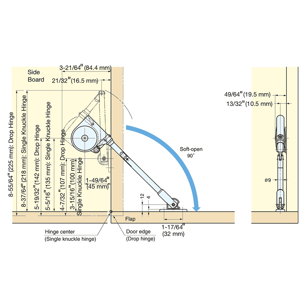 218mm Flap Lid Stay, Gray Alt 4 - Image