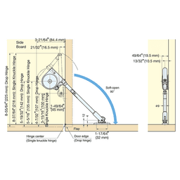 218mm Flap Lid Stay, Gray Alt 4 - Image