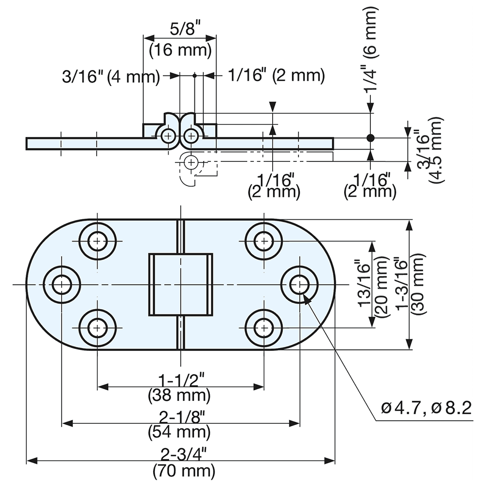 70mm Flap Hinge, Satin Nickel Alt 4 - Image