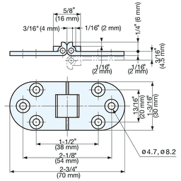70mm Flap Hinge, Satin Nickel Alt 4 - Image