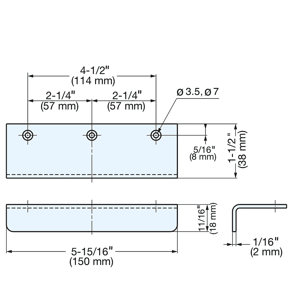 SN-150/M 114mm Edge Pull, Mirror Alt 3 - Image