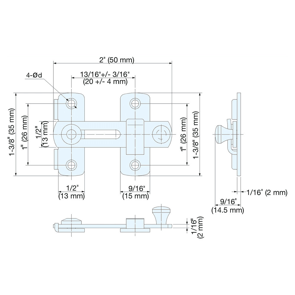 50mm Bar Latch, Polished Alt 4 - Image