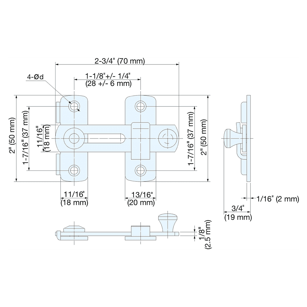 70mm Bar Latch, Polished Alt 4 - Image