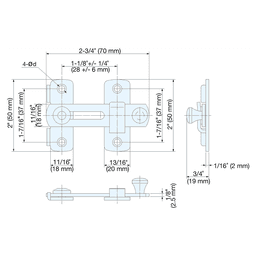 70mm Bar Latch, Polished Alt 4 - Image