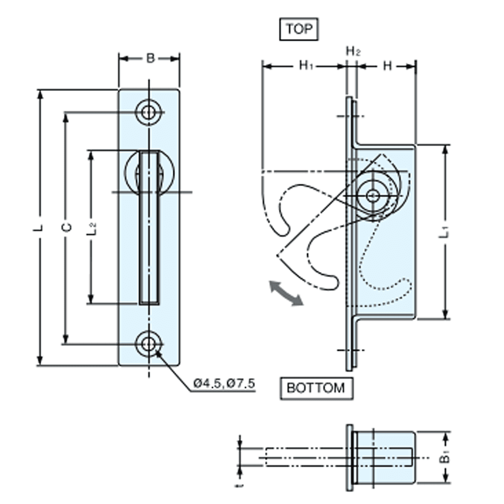 Sugatsune 68mm Hatch Pull with Stainless Steel Finish