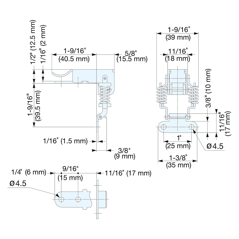 STF-A56AC 56mm Corner Fastener, Polished Alt 1 - Image
