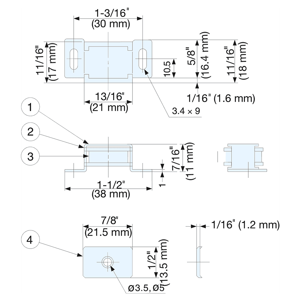 30mm Magnetic Catch, Brown Baked Lacquer/Chrome Alt 4 - Image
