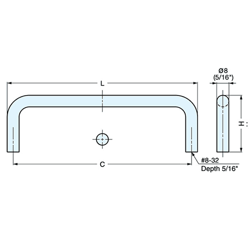 Sugatsune Stainless Steel Pull with 3-25/32" Center-to-Center