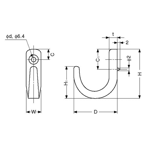 Sugatsune 30mm x 34mm J Hook, Mirror Finish with Stainless Steel Screws