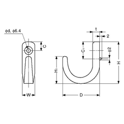 Sugatsune 30mm x 34mm J Hook, Mirror Finish with Stainless Steel Screws