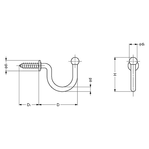 Sugatsune 44.2mm x 26mm U Hook with Stainless Steel Screws - Product Image 1