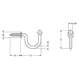 Sugatsune 44.2mm x 26mm U Hook with Stainless Steel Screws - Product Image 1