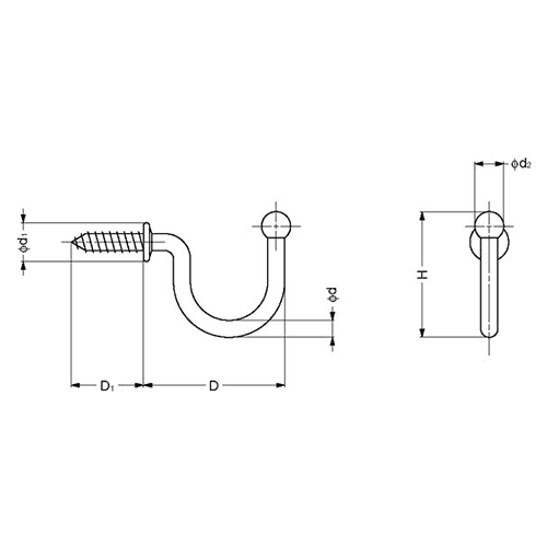 Sugatsune 60.5mm x 35mm U Hook with Stainless Steel Screws