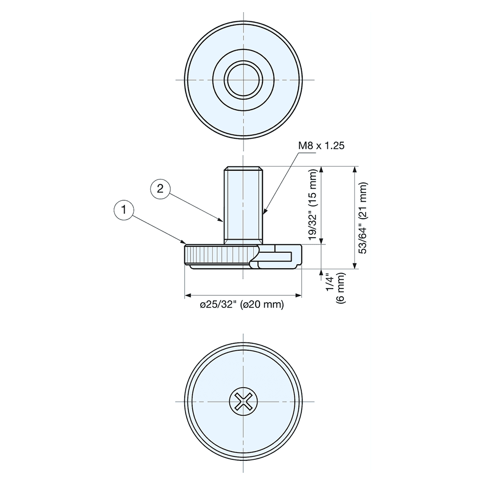 TG-20 21mm x 20mm Leveling Glide, Yellow Zinc Chromate Alt 4 - Image