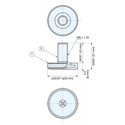 TG-20 21mm x 20mm Leveling Glide, Yellow Zinc Chromate Alt 4 - Image