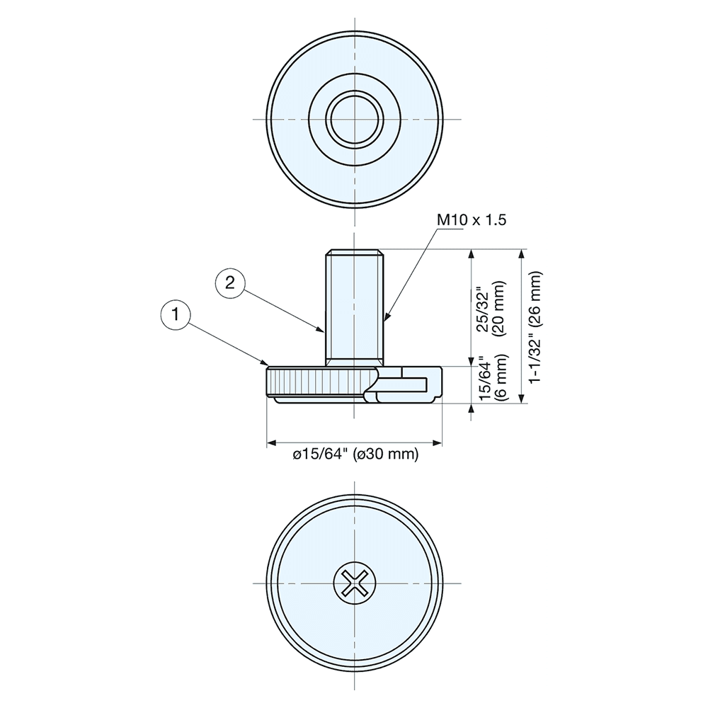 TG-30WT 26mm x 30mm Leveling Glide, Yellow Zinc Chromate Alt 4 - Image
