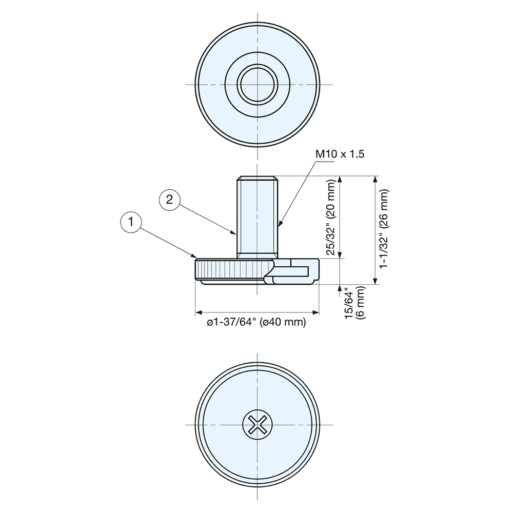 TG-40 26mm x 40mm Leveling Glide, Yellow Zinc Chromate Alt 4 - Image