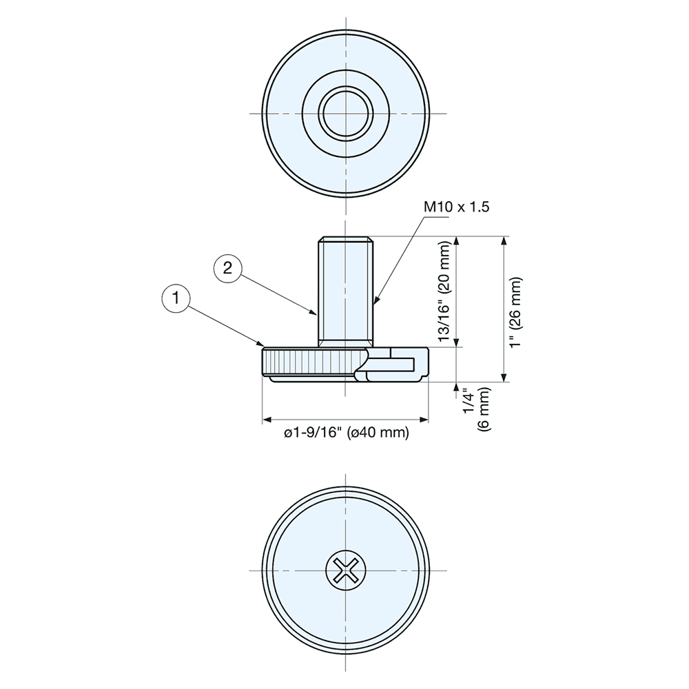 TG-40WT 26mm x 40mm Leveling Glide, Yellow Zinc Chromate Main - Image