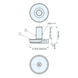 TG-40WT 26mm x 40mm Leveling Glide, Yellow Zinc Chromate Main - Image