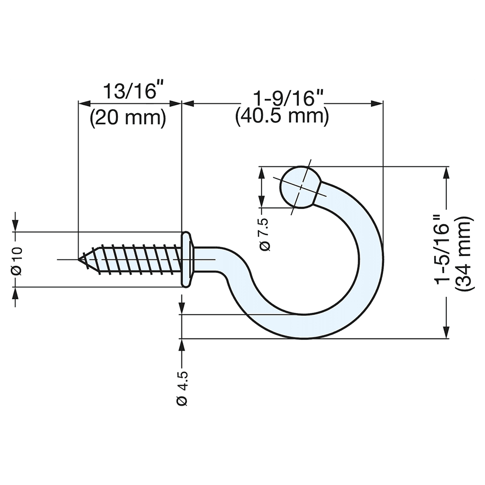 Screw-In Cup Hook, Polished Alt 2 - Image