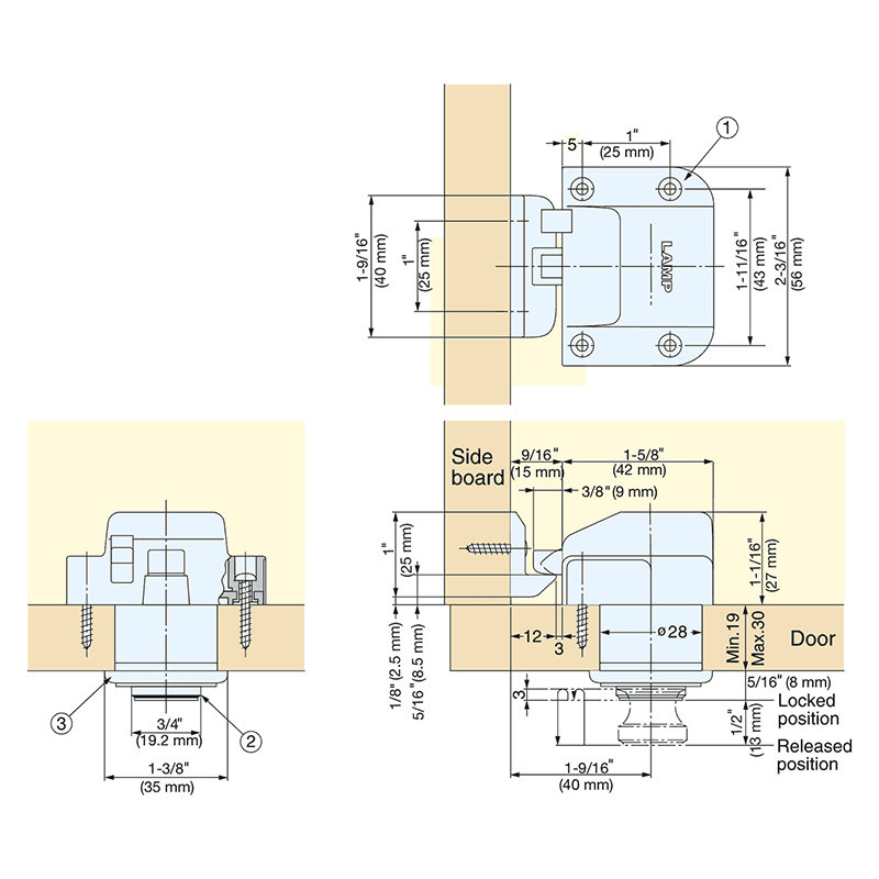 Push Button/Base for TLP Latch Body, Satin Nickel Alt 1 - Image