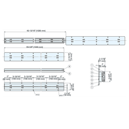 Drawer Slide with 110lb. Capacity, Full Extension, Stainless Steel, 80-3/16" Alt 1 - Image