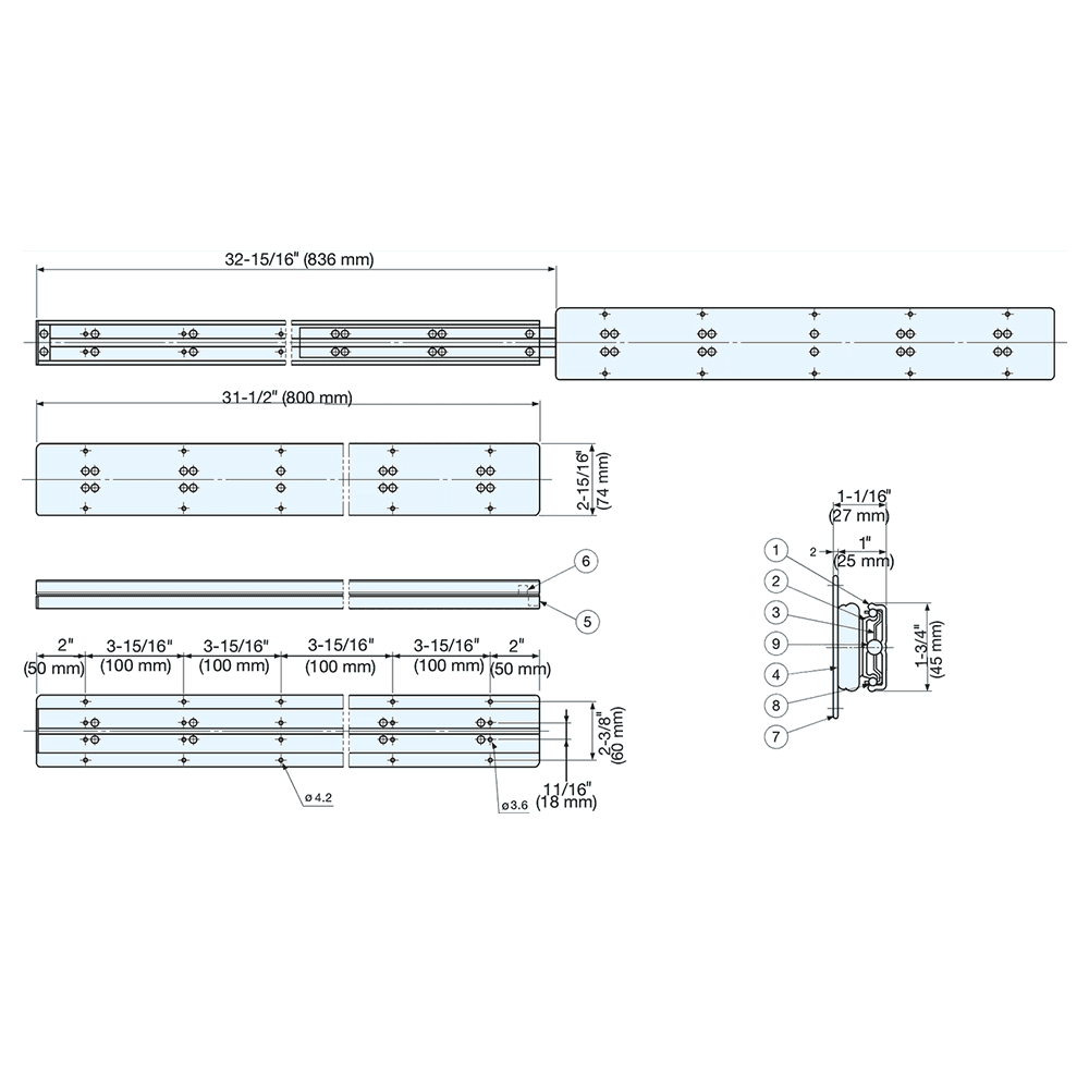 Drawer Slide with 143lb. Capacity, Full Extension, Stainless Steel Alt 1 - Image