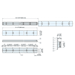 Drawer Slide with 143lb. Capacity, Full Extension, Stainless Steel Alt 1 - Image