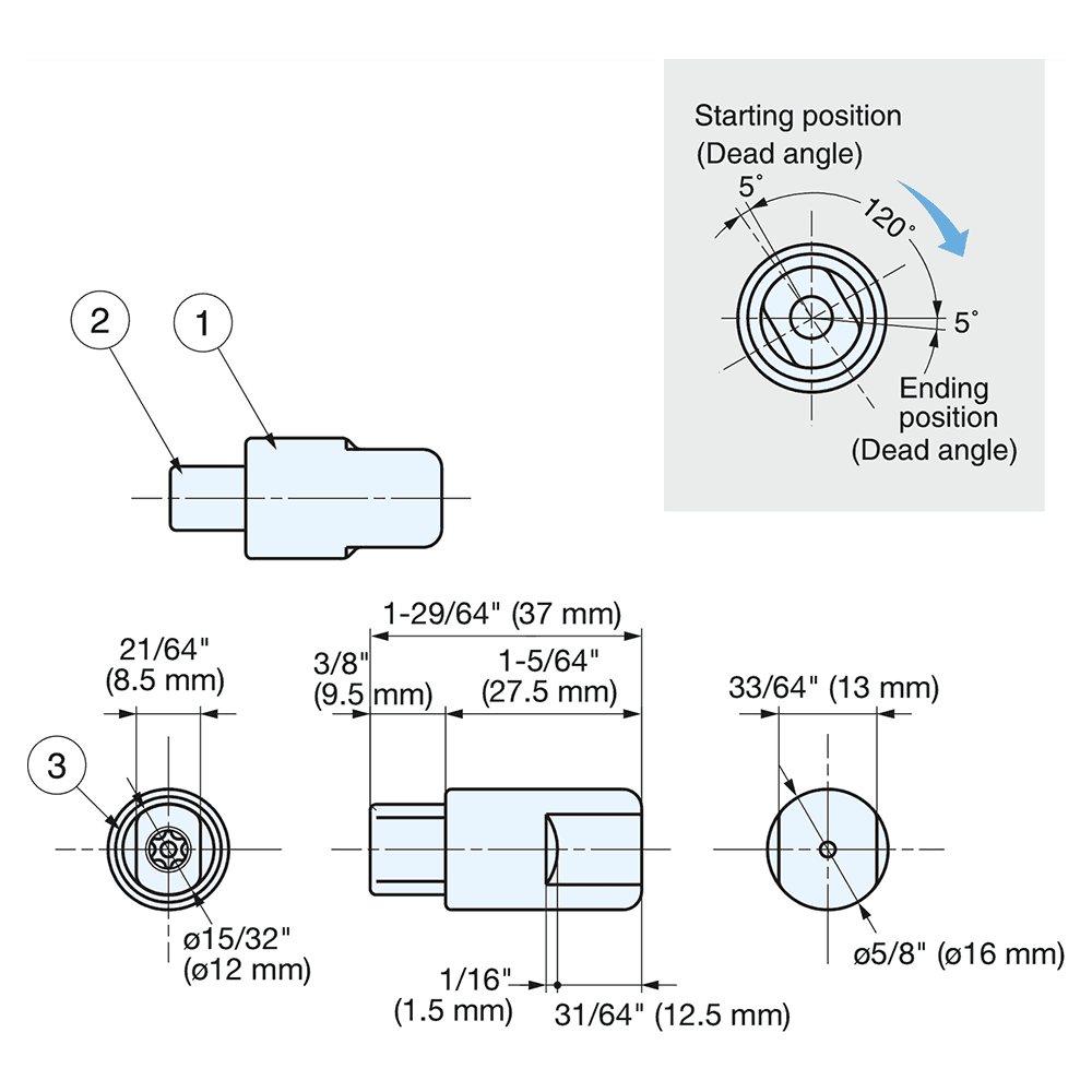 UDH-16BHS Clockwise Torque Damper, Plain Alt 4 - Image