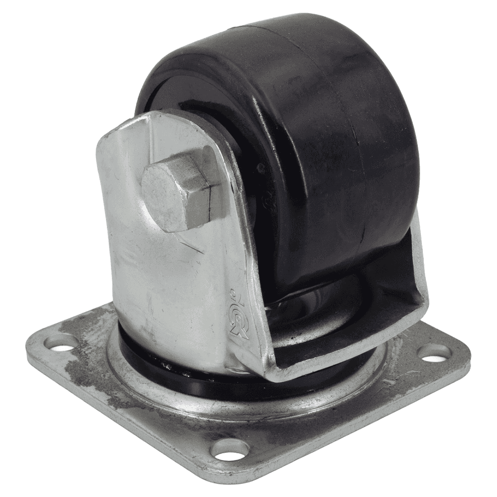 107mm x 100mm Low Profile Heavy Duty Single Caster, Clear Zinc Chromate Alt 2 - Image