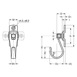 Sugatsune Swing Hook with Multiple Mounting Directions and Stainless Steel Screws