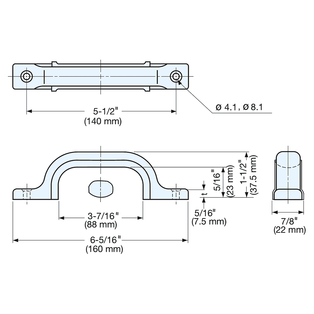 88mm Stainless Steel/Rubber Handle Pull, Satin Alt 4 - Image