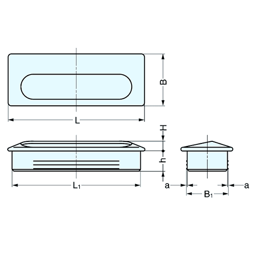 Sugatsune 3-57/64" satin/black flush pull on door