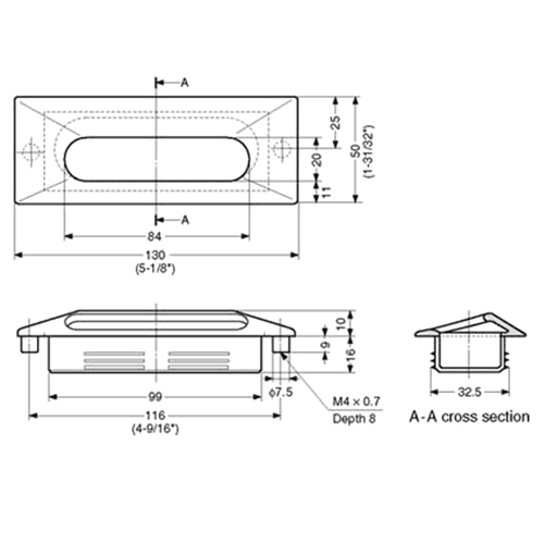 Sugatsune 4-9/16" Satin Nickel Flush Pull for Drawers