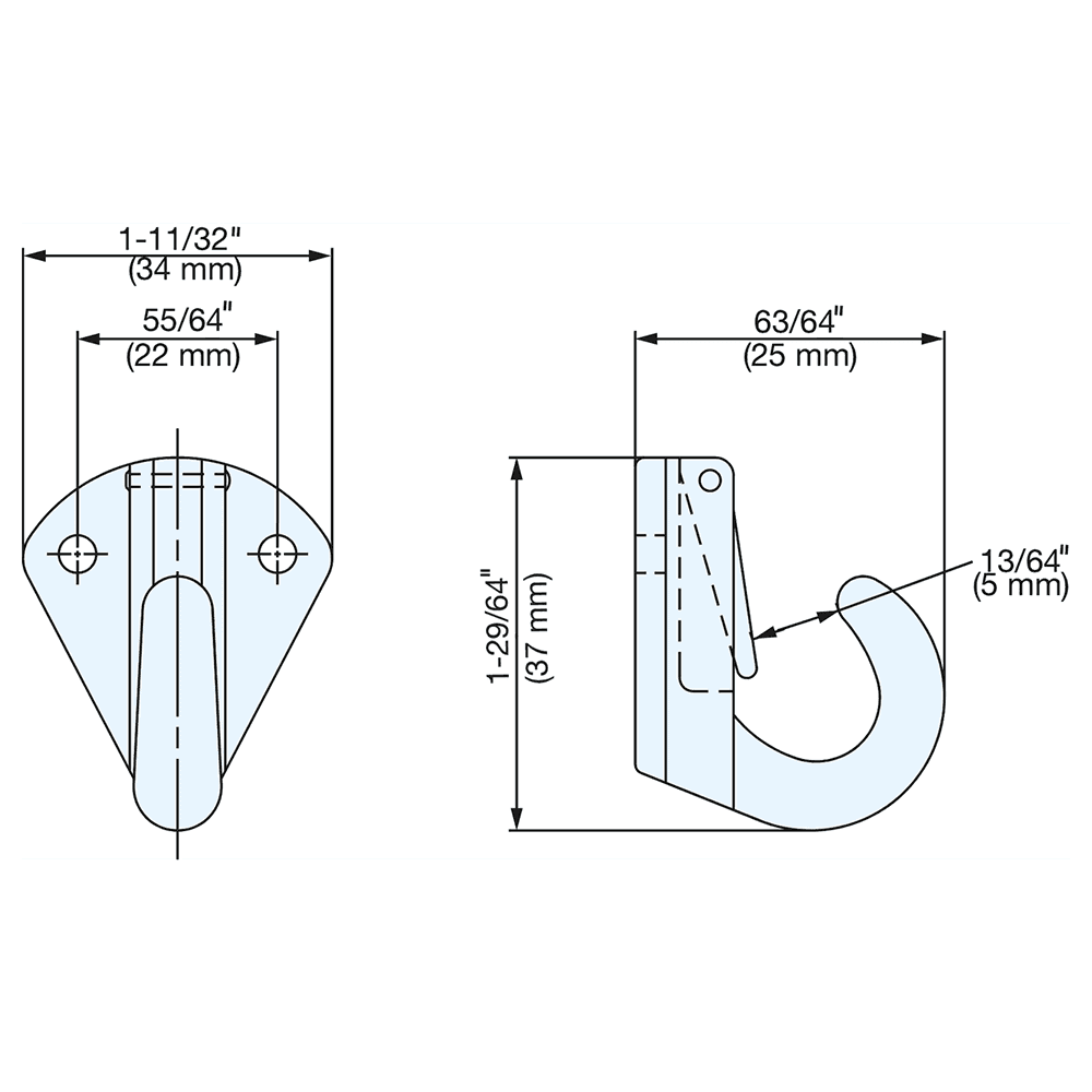 38mm Wall Hook, Plain Alt 3 - Image