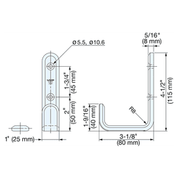 115mm Stainless Steel J-Hook, Mirror Alt 1 - Image