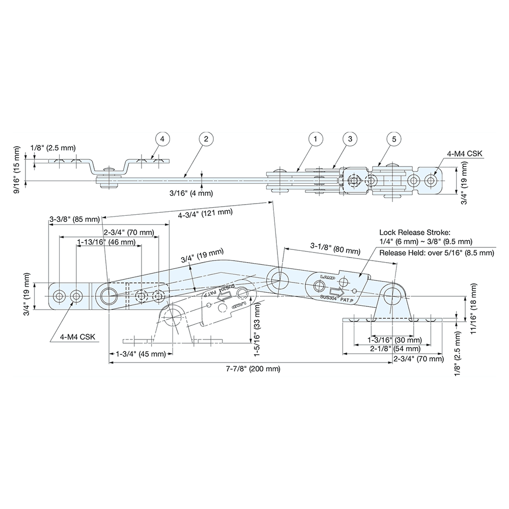 277.5mm Left Open Door Holder, Polished Alt 4 - Image