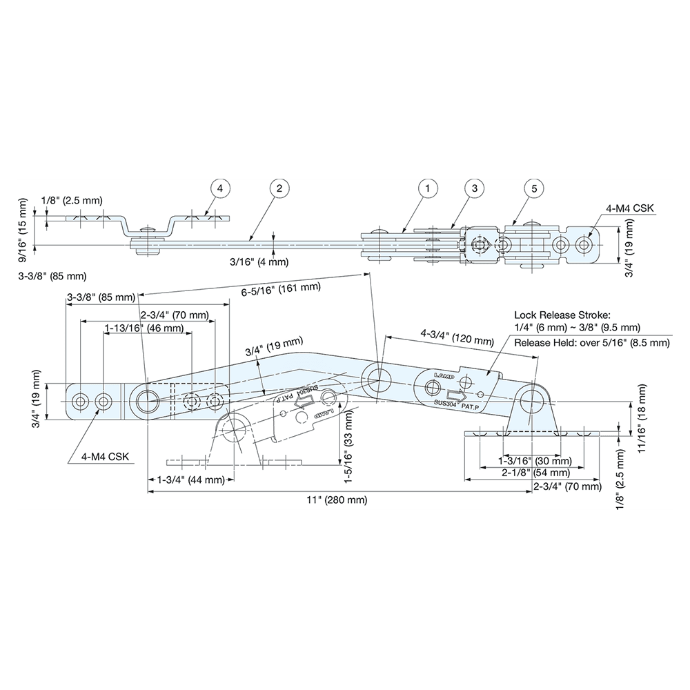 357.5mm Right Open Door Holder, Polished Alt 4 - Image