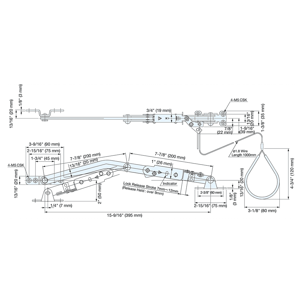 YA-2020WR 477.5mm Right Open Door Holder, Polished Alt 4 - Image